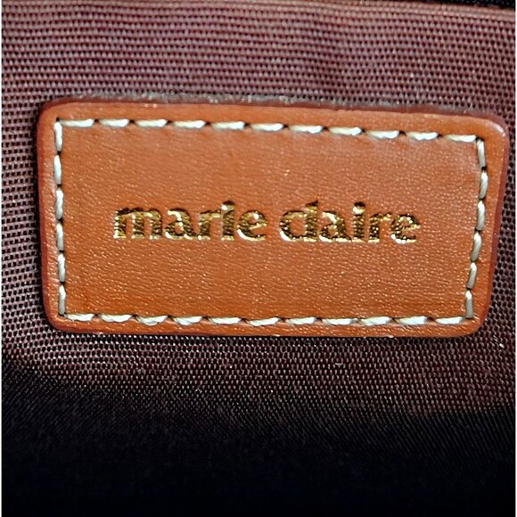 Vintage 1990s Marie Claire Cognac Leather Shoulder Tote Bag w/ Gold Hardware - Picture 2 of 14